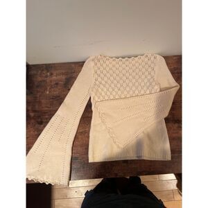 Express Flared sleeve knit wool sweater - creme